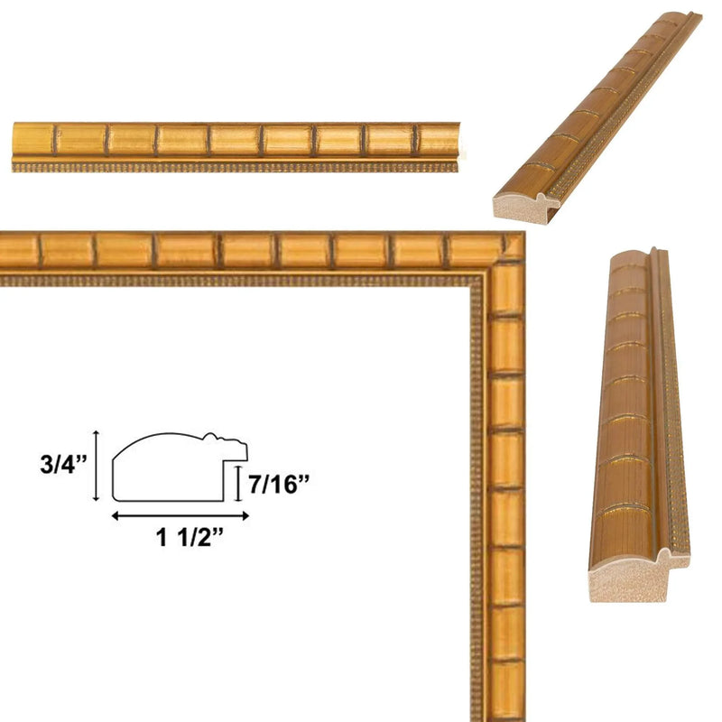 27x40 Frame Boho Gold Bamboo Wood Picture Frame