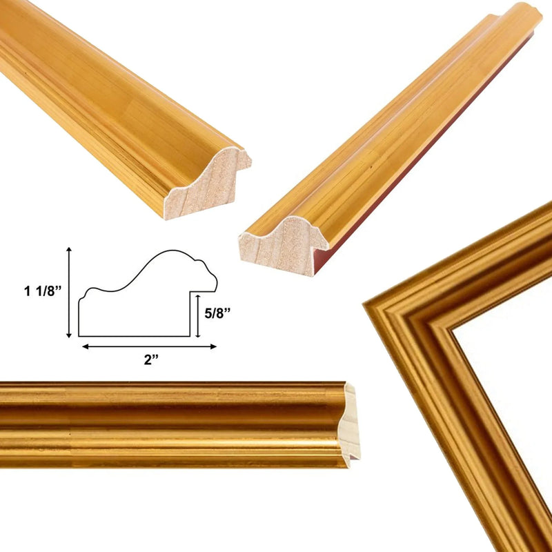 28x40 Frame Bright Gold Leaf Wave Picture Frame - Business Frame
