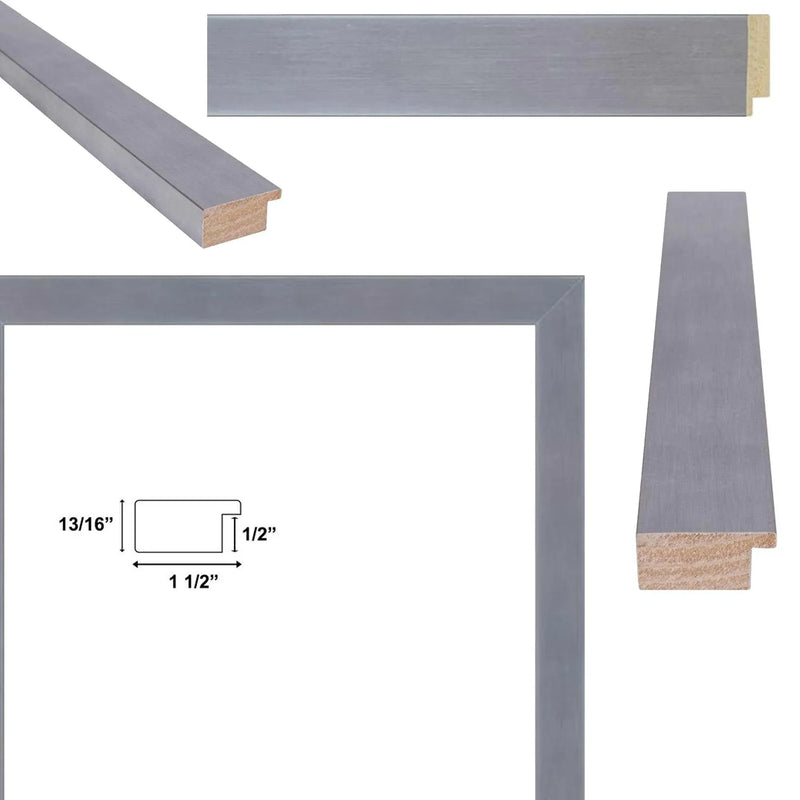 24x36 Frame Brushed Silver Metal Pewter Picture Frame