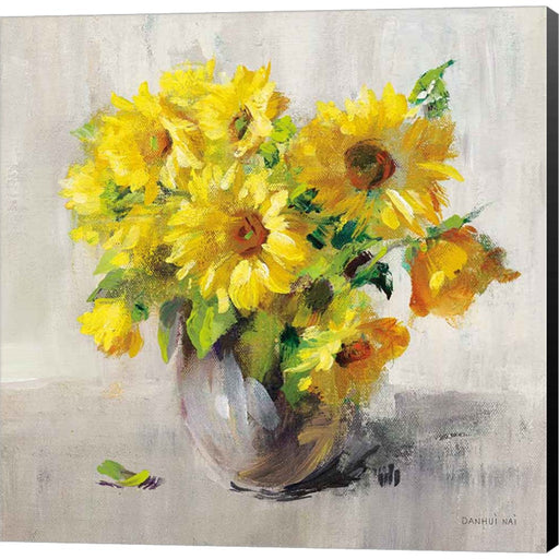 Sunflower Still Life II on Gray by Danhui Nai, Canvas Art