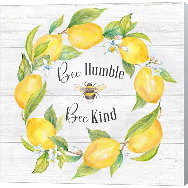 Lemons & Bees Sentiment  woodgrain I by Cynthia Coulter, Canvas Art