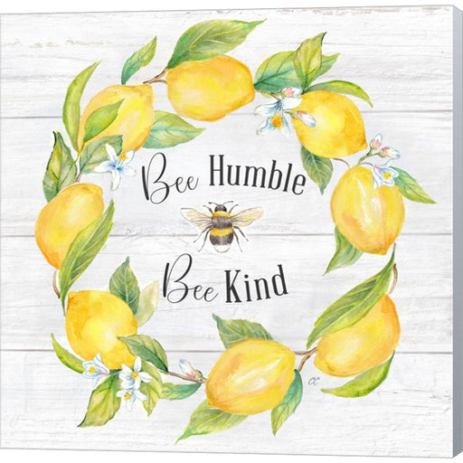 Lemons & Bees Sentiment  woodgrain I by Cynthia Coulter, Canvas Art