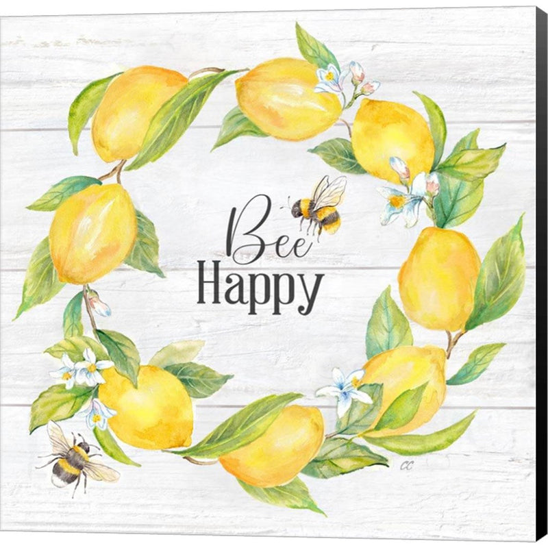 Lemons & Bees Sentiment woodgrain II by Cynthia Coulter, Canvas Art