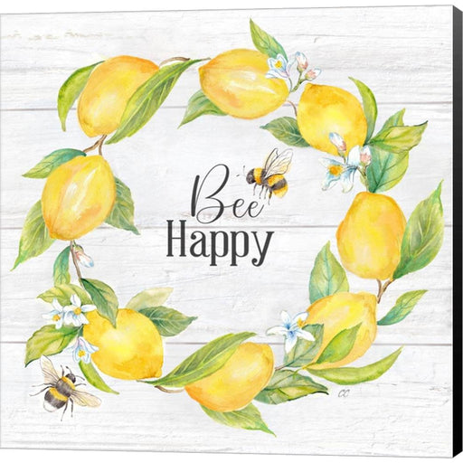 Lemons & Bees Sentiment woodgrain II by Cynthia Coulter, Canvas Art