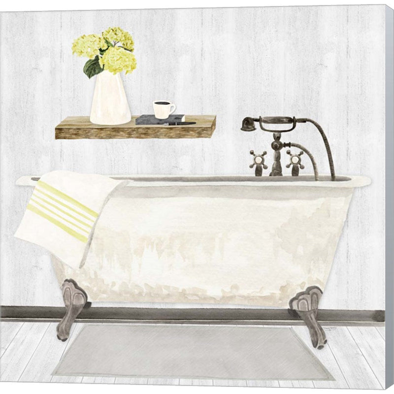 Farmhouse Bath I Gray & Yellow-Tub by Tara Reed, Canvas Art