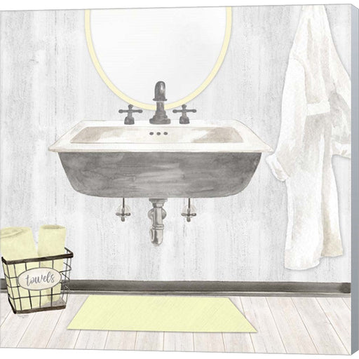 Farmhouse Bath II Gray & Yellow-Sink by Tara Reed, Canvas Art