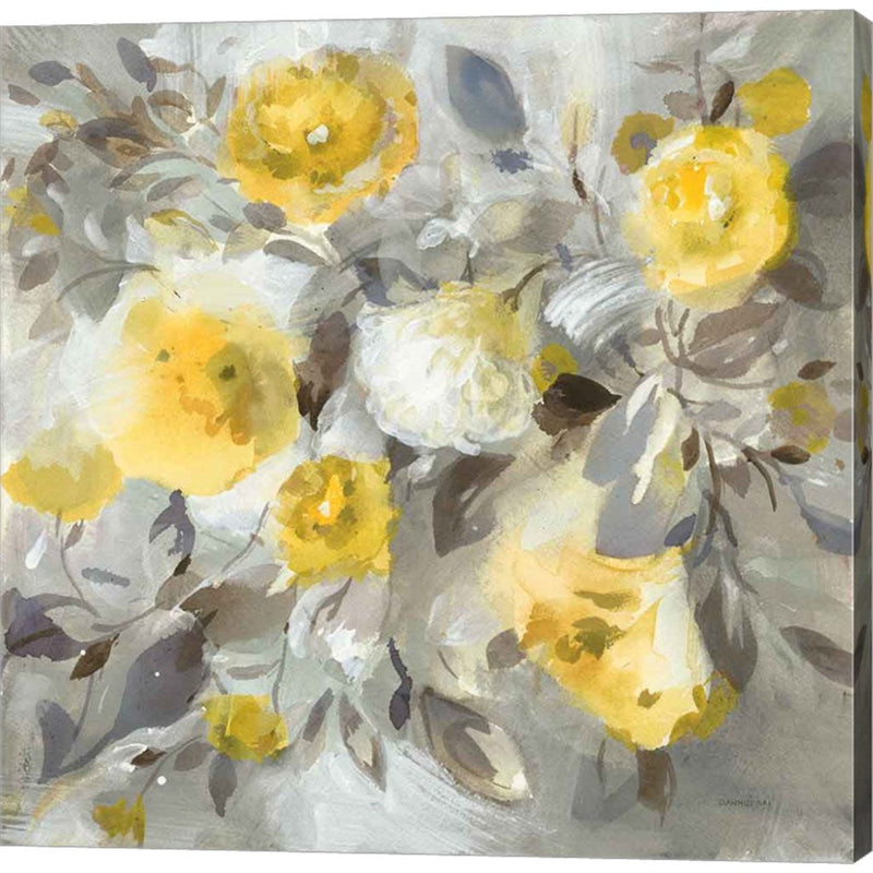 Floral Uplift Yellow Gray by Danhui Nai, Canvas Art