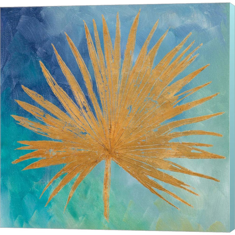 Teal Gold Leaf Palm I by Patricia Pinto, Canvas Art
