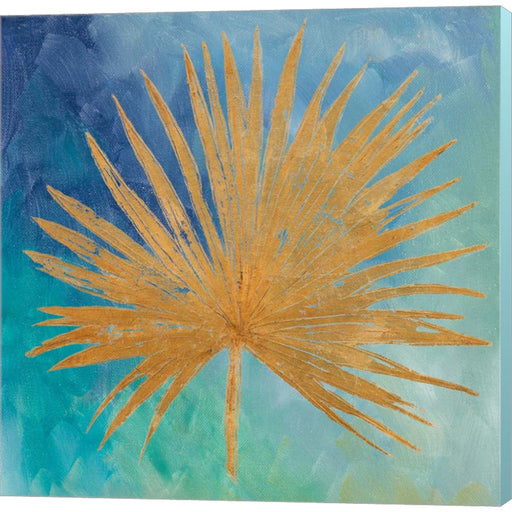 Teal Gold Leaf Palm I by Patricia Pinto, Canvas Art