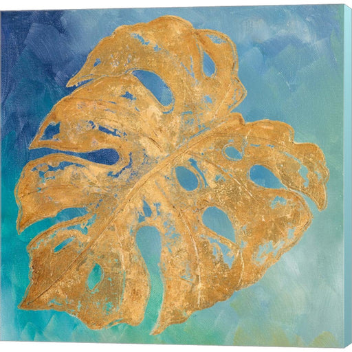 Teal Gold Leaf Palm II by Patricia Pinto, Canvas Art