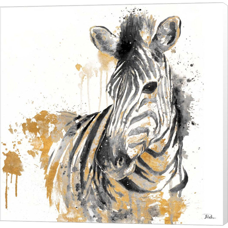 Water Zebra with Gold by Patricia Pinto, Canvas Art