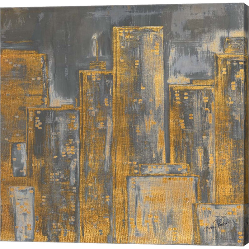 Gold City Eclipse Square I by Gina Ritter, Canvas Art