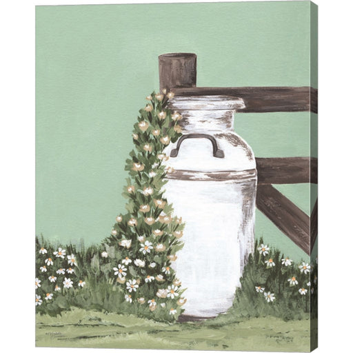 Milk Can With Cascading Flowers by Michele Norman, Canvas Art