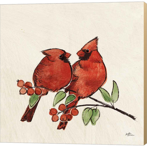 Christmas Lovebirds IX No Gold by Janelle Penner, Canvas Art