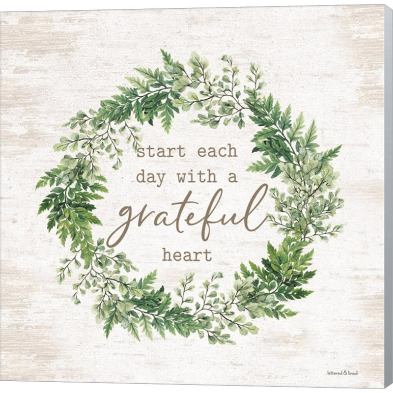 Grateful Heart Wreath by Lettered & Lined, Canvas Art