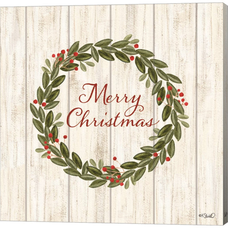 Merry Christmas Wreath by Kate Sherrill, Canvas Art