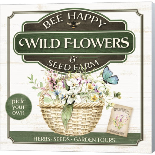 Bee Happy Wildflowers by Mollie B., Canvas Art