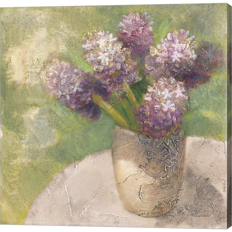 Purple Hyacinths in Vase Green by Albena Hristova, Canvas Art