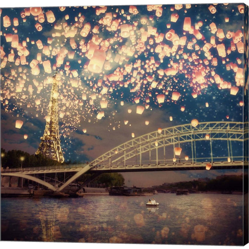 Love Wish Lanterns Over Paris by Paula Belle Flores, Canvas Art