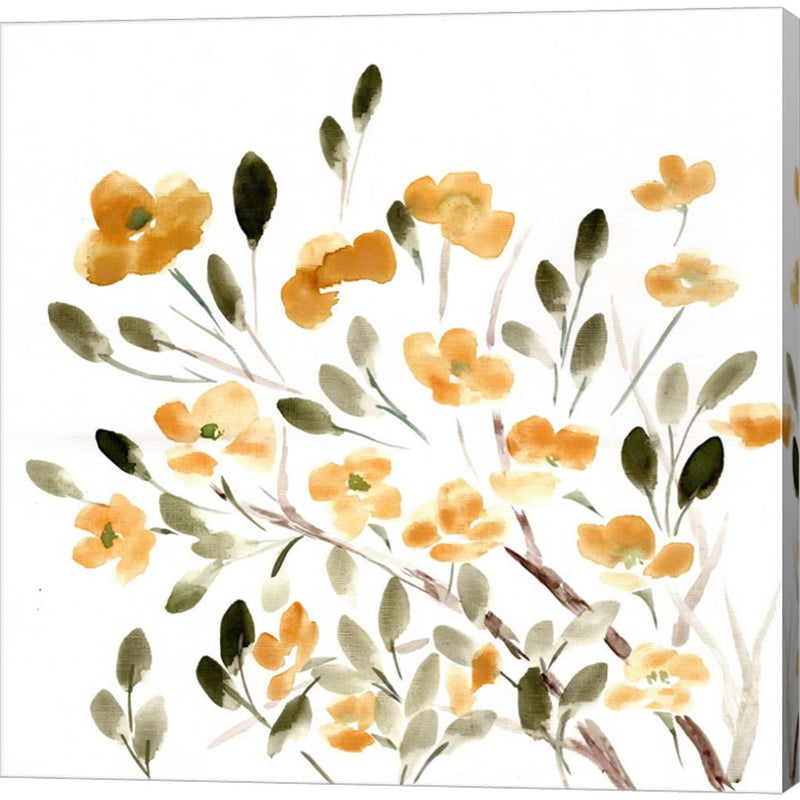 Sketchy Blossoms Yellow by Marcy Chapman, Canvas Art