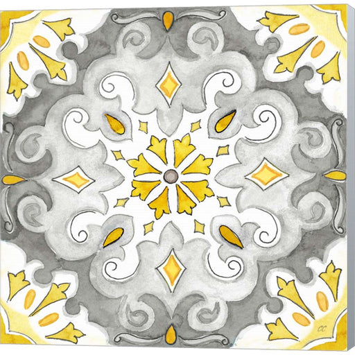 Jewel Medallion yellow gray I by Cynthia Coulter, Canvas Art