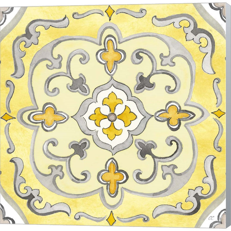 Jewel Medallion yellow gray II by Cynthia Coulter, Canvas Art