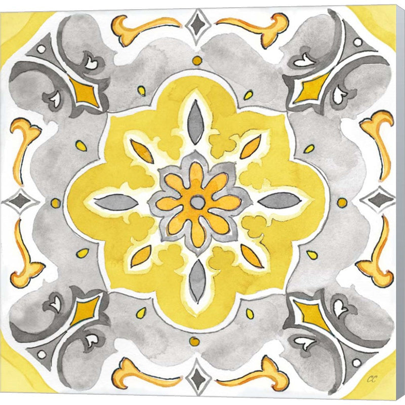 Jewel Medallion yellow gray III by Cynthia Coulter, Canvas Art