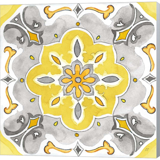 Jewel Medallion yellow gray III by Cynthia Coulter, Canvas Art