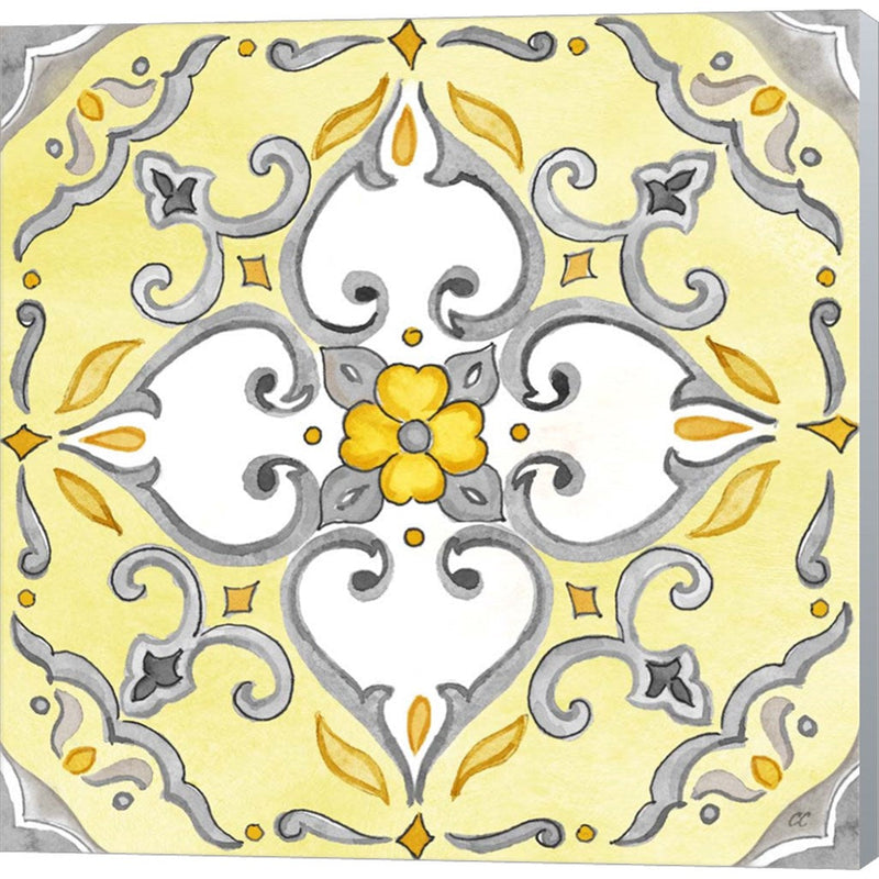 Jewel Medallion yellow gray IV by Cynthia Coulter, Canvas Art