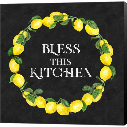 Live with Zest wreath sentiment I-Bless this Kitchen by Tara Reed, Canvas Art