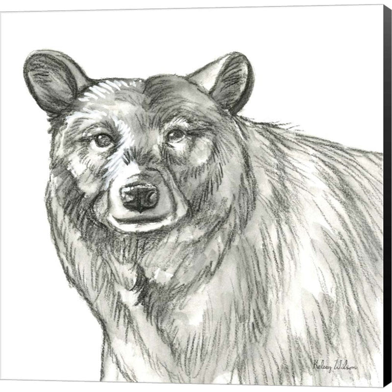 Watercolor Pencil Forest V-Bear by Kelsey Wilson, Canvas Art