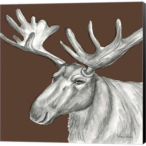 Watercolor Pencil Forest color I-Moose by Kelsey Wilson, Canvas Art