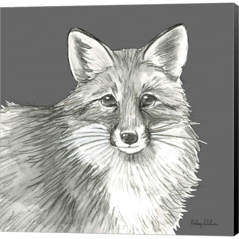 Watercolor Pencil Forest color III-Fox by Kelsey Wilson, Canvas Art