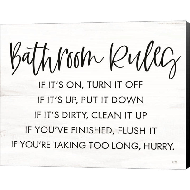Bathroom Rules by Lux + Me Designs, Canvas Art