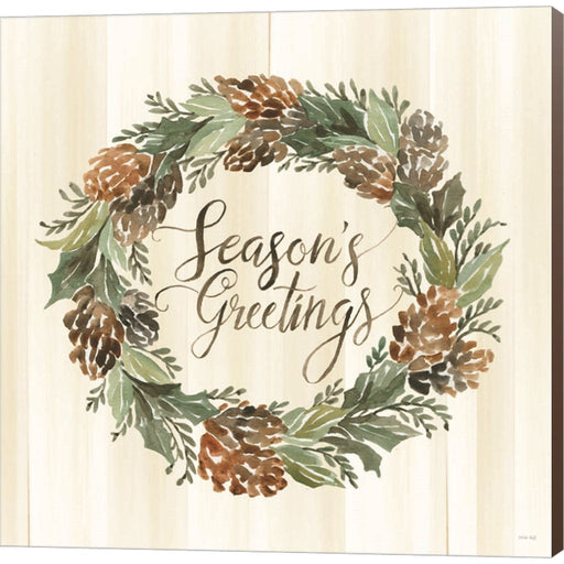 Sage Season's Greetings Wreath by Cindy Jacobs, Canvas Art