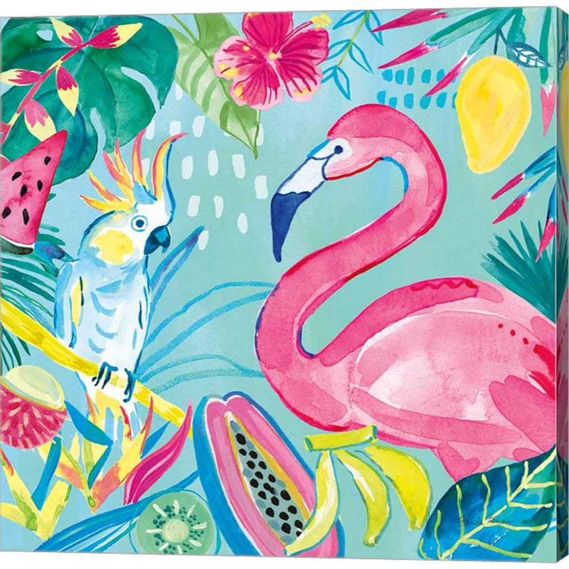 Fruity Flamingos III by Farida Zaman, Canvas Art