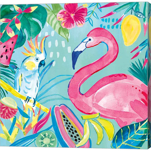 Fruity Flamingos III by Farida Zaman, Canvas Art