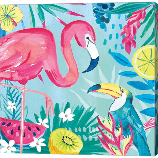 Fruity Flamingos II by Farida Zaman, Canvas Art