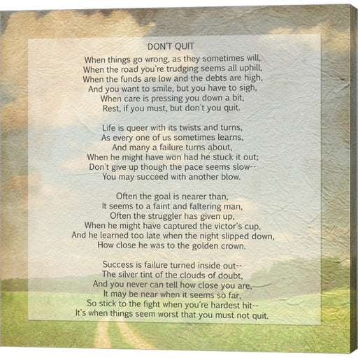 Don't Quit Poem (field) by Unknown, Canvas Art