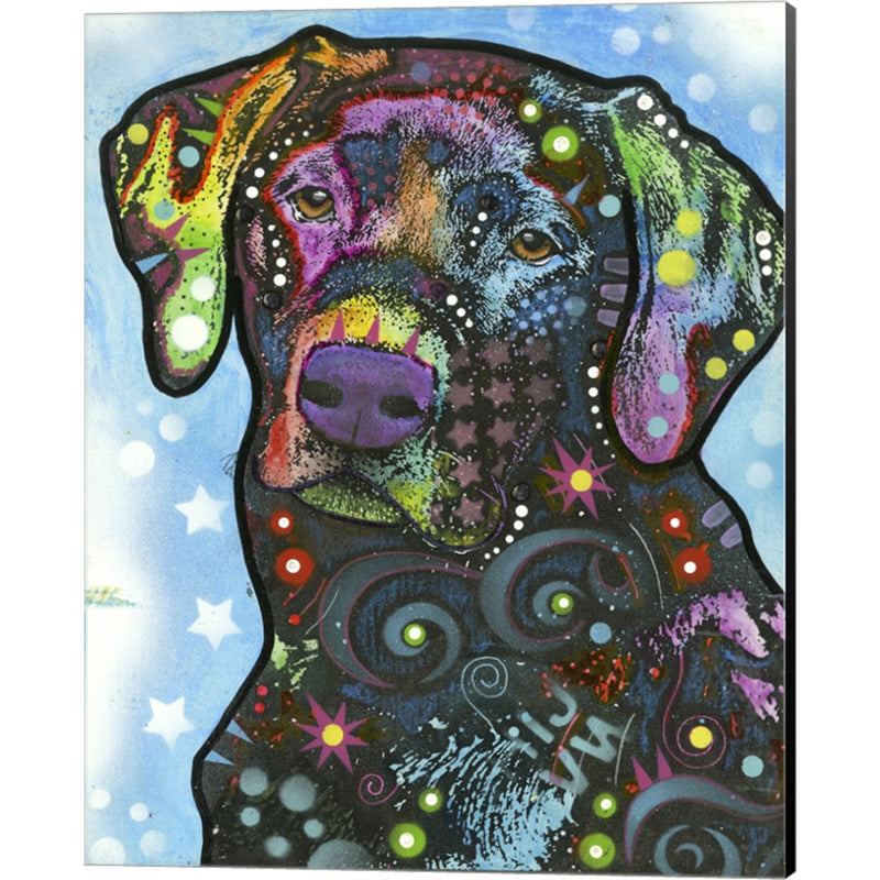 Dog on Blue by Dean Russo- Exclusive, Canvas Art