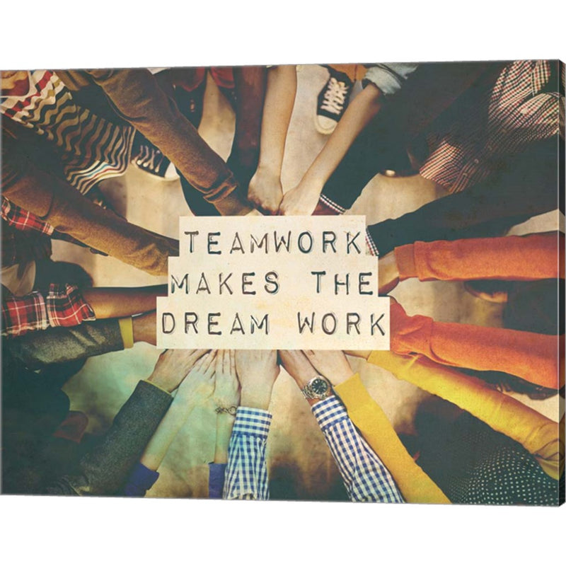 Teamwork Makes The Dream Work Stacking Hands Color by Color Me Happy, Canvas Art