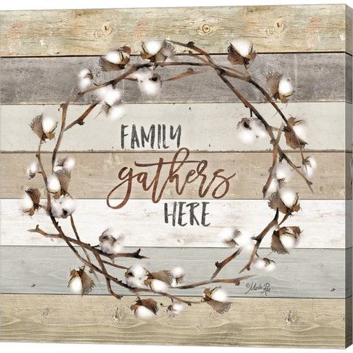 Family Gathers Here Cotton Wreath by Marla Rae, Canvas Art