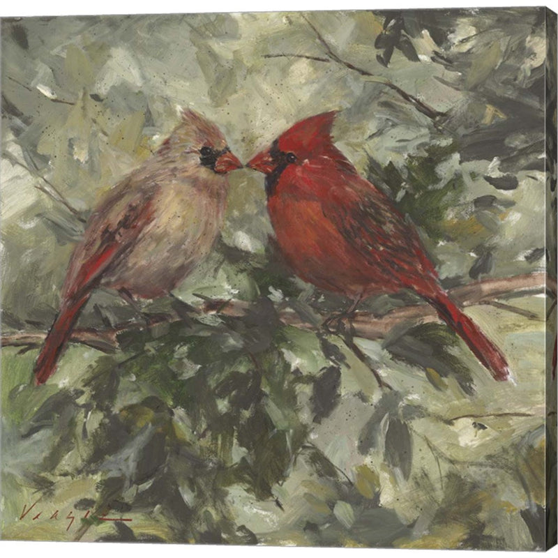 Kissing Cardinals by Mary Miller Veazie, Canvas Art