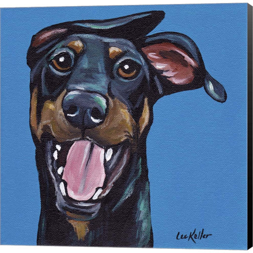 Doberman On Blue by Hippie Hound Studios, Canvas Art