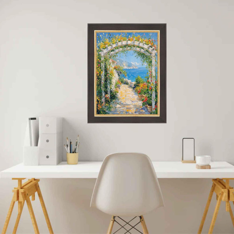 28x40 Frame Cafe Wood Tone With Gold Lip Picture Frame