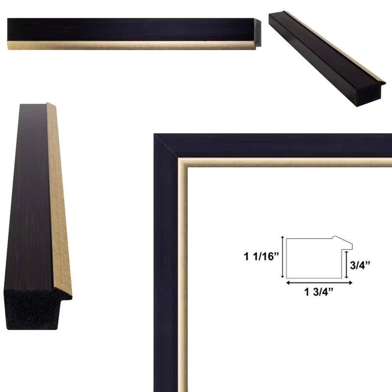 13x13 Frame Cafe Wood Tone With Gold Lip Picture Frame