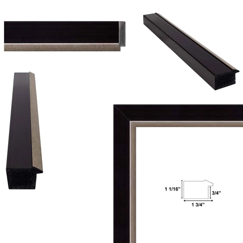 11x13 Frame Cafe Wood With Silver Lip Picture Frame