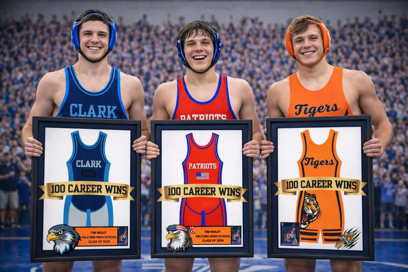 Custom wrestling singlet frames for milestones