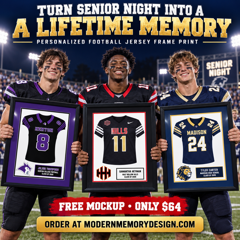 Youth Football Jersey Frame — Moving Up Gift for Junior Football Programs