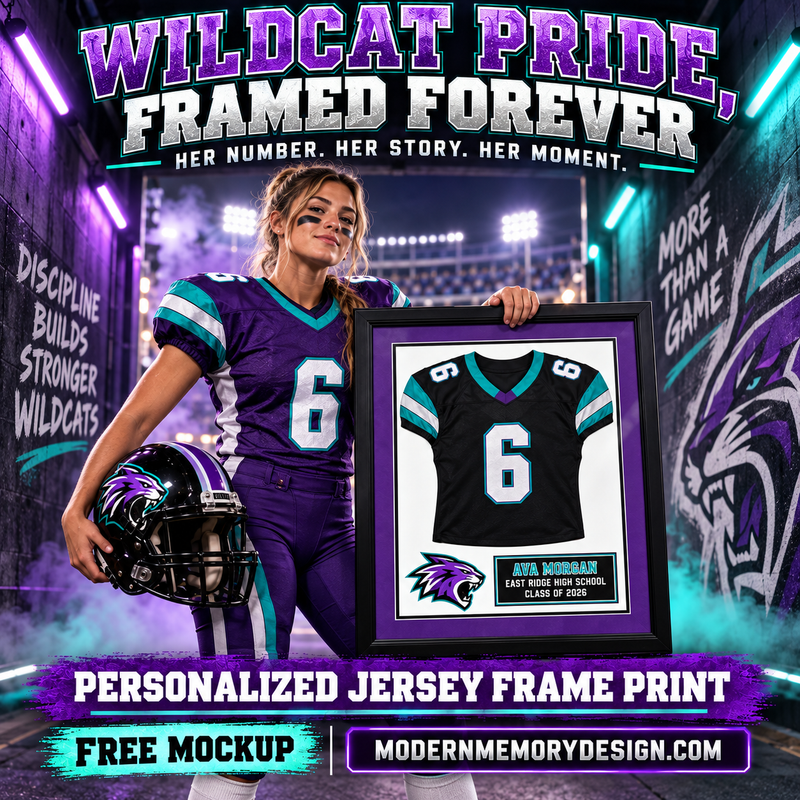 Girls Flag Football Jersey Frame — Senior Night Gift for High School Athletes